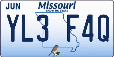 MO license plate YL3F4Q