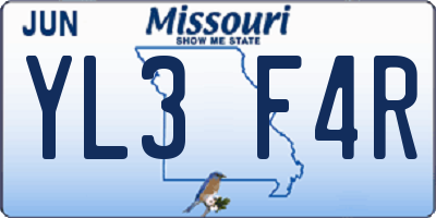 MO license plate YL3F4R