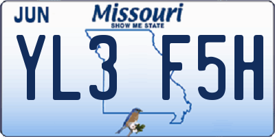 MO license plate YL3F5H