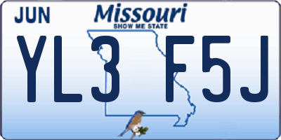 MO license plate YL3F5J