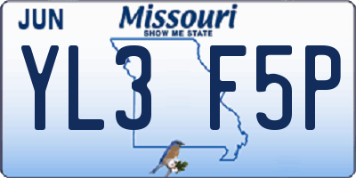 MO license plate YL3F5P