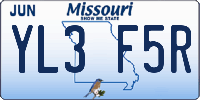 MO license plate YL3F5R