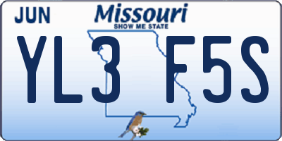 MO license plate YL3F5S