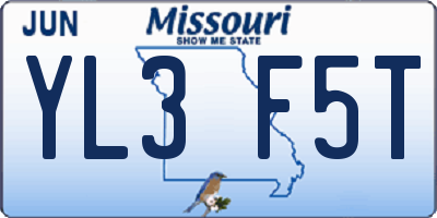 MO license plate YL3F5T