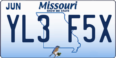 MO license plate YL3F5X