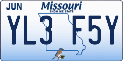 MO license plate YL3F5Y