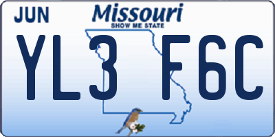 MO license plate YL3F6C