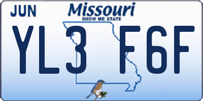 MO license plate YL3F6F