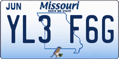 MO license plate YL3F6G