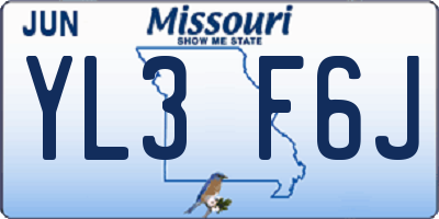 MO license plate YL3F6J
