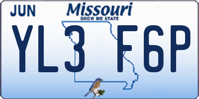 MO license plate YL3F6P