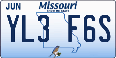 MO license plate YL3F6S