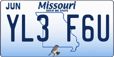 MO license plate YL3F6U