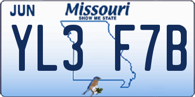 MO license plate YL3F7B