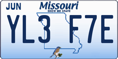 MO license plate YL3F7E