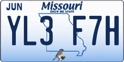 MO license plate YL3F7H