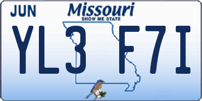 MO license plate YL3F7I