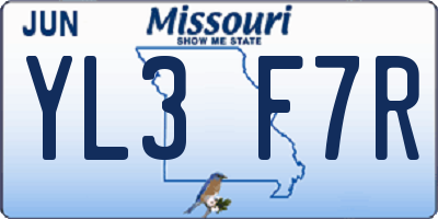 MO license plate YL3F7R