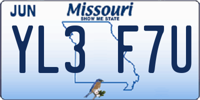MO license plate YL3F7U