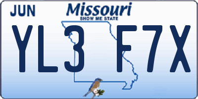 MO license plate YL3F7X
