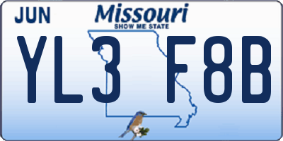 MO license plate YL3F8B