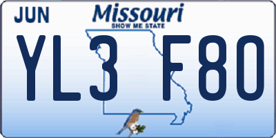 MO license plate YL3F8O