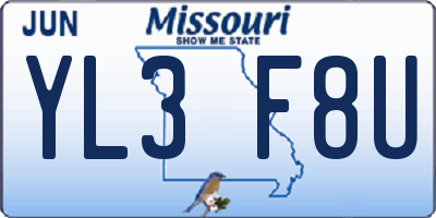 MO license plate YL3F8U