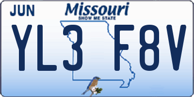 MO license plate YL3F8V