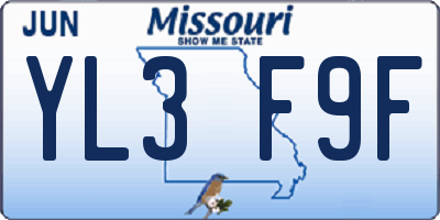 MO license plate YL3F9F