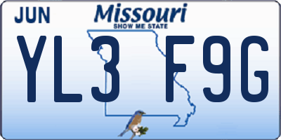 MO license plate YL3F9G