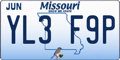 MO license plate YL3F9P