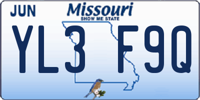 MO license plate YL3F9Q