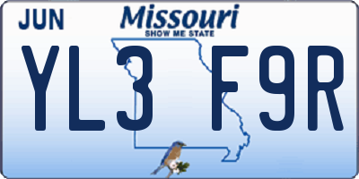 MO license plate YL3F9R