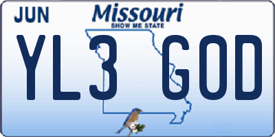 MO license plate YL3G0D