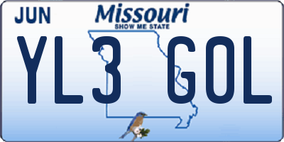 MO license plate YL3G0L
