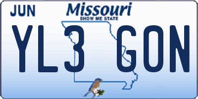 MO license plate YL3G0N