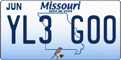MO license plate YL3G0O