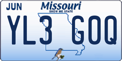 MO license plate YL3G0Q