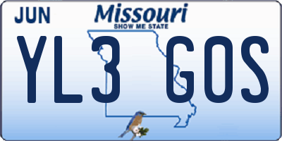 MO license plate YL3G0S
