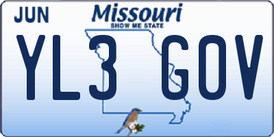 MO license plate YL3G0V
