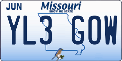 MO license plate YL3G0W