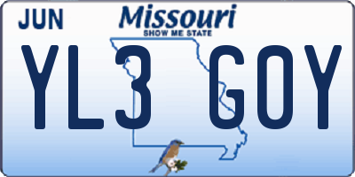 MO license plate YL3G0Y
