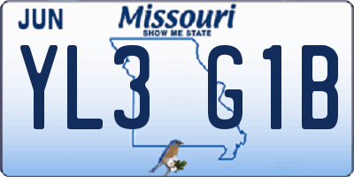 MO license plate YL3G1B