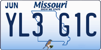 MO license plate YL3G1C