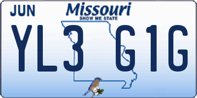 MO license plate YL3G1G