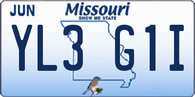 MO license plate YL3G1I