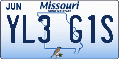 MO license plate YL3G1S