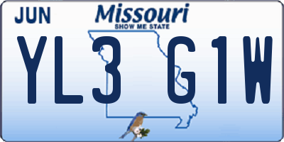 MO license plate YL3G1W