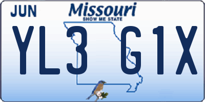 MO license plate YL3G1X