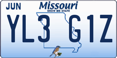 MO license plate YL3G1Z